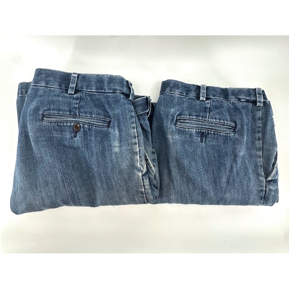 Lot of 2 Roundtree & Yorke Mens Pleated Denim Jeans Blue 38x32 100% Cotton